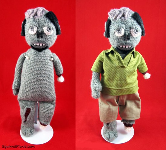 Links to the free doll clothes patterns I used for my zombie are listed at the end of this pattern.