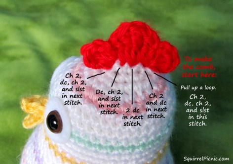 Rainbow Chicken Crochet Pattern by Squirrel Picnic_Comb 2