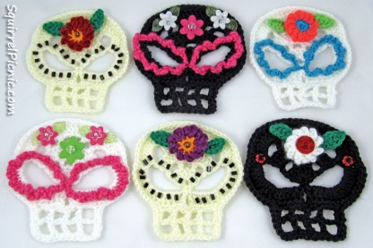 Squirrel Picnic Crochet Skull Appliques