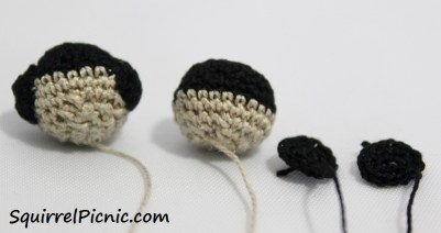 Sewing on hair buns_Squirrel Picnic