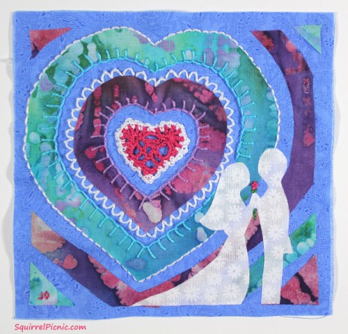 Mixed Media Quilt Square for the Bride by Squirrel Picnic