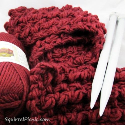 Super Comfy, Super Quick Scarf free knit pattern by Squirrel Picnic