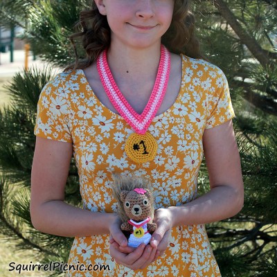 #1 Award Medal for You and Your Squirrel Friend crochet pattern from The Big Acorn Race by Jennifer Olivarez